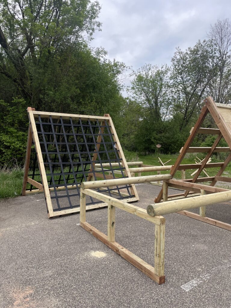 Portable JROTC, Police, & Fire Training Obstacle Course - Low Crawl, Monkey Bars, Triceps Traverse, Balance Beam, Traverse Wall, Confidence Climb, A-Frame Cargo, Rope Wall, 6' and 4' Walls